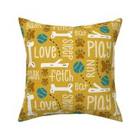 Dog Play - Pet Typography Goldenrod Yellow Large Scale