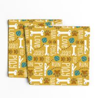 Dog Play - Pet Typography Goldenrod Yellow Large Scale