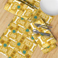 Dog Play - Pet Typography Goldenrod Yellow Large Scale