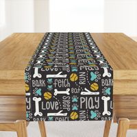 Dog Play - Pet Typography Black & Aqua Large Scale