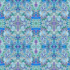 Twisted Floral Circles (blue/green/lavender)