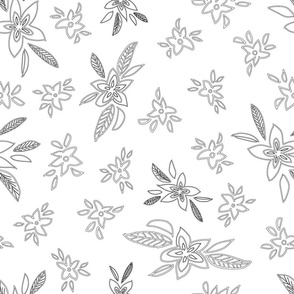 Floral outlines on white