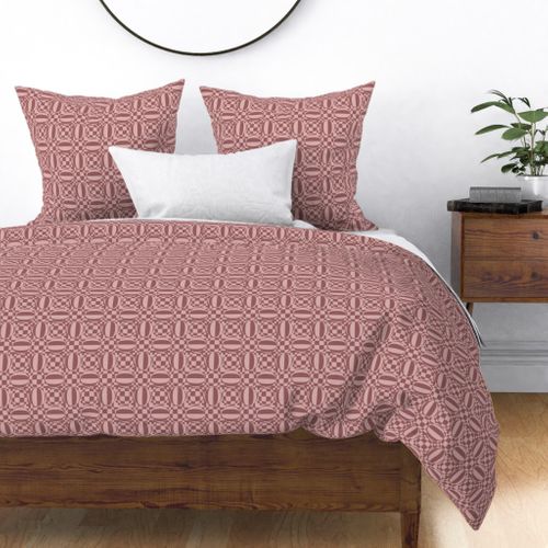 JP24 - Medium - Contemporary Geometric Quatrefoil Checks in Rusty Dusty Mauve