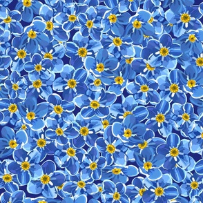 Ditsy Forget Me Nots Love on Deep Blue