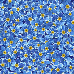 Micro Ditsy Forget Me Nots Love on Deep Blue