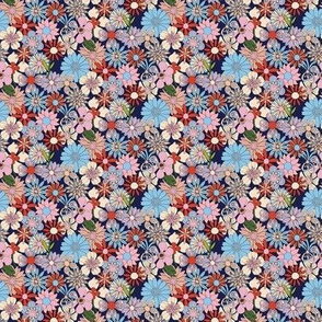 Chelsea* (Mini Red, White & Blue on Jackie Blue) || hand-drawn vintage floral