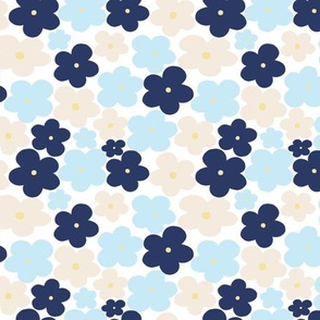 Blue and Cream bold floral 