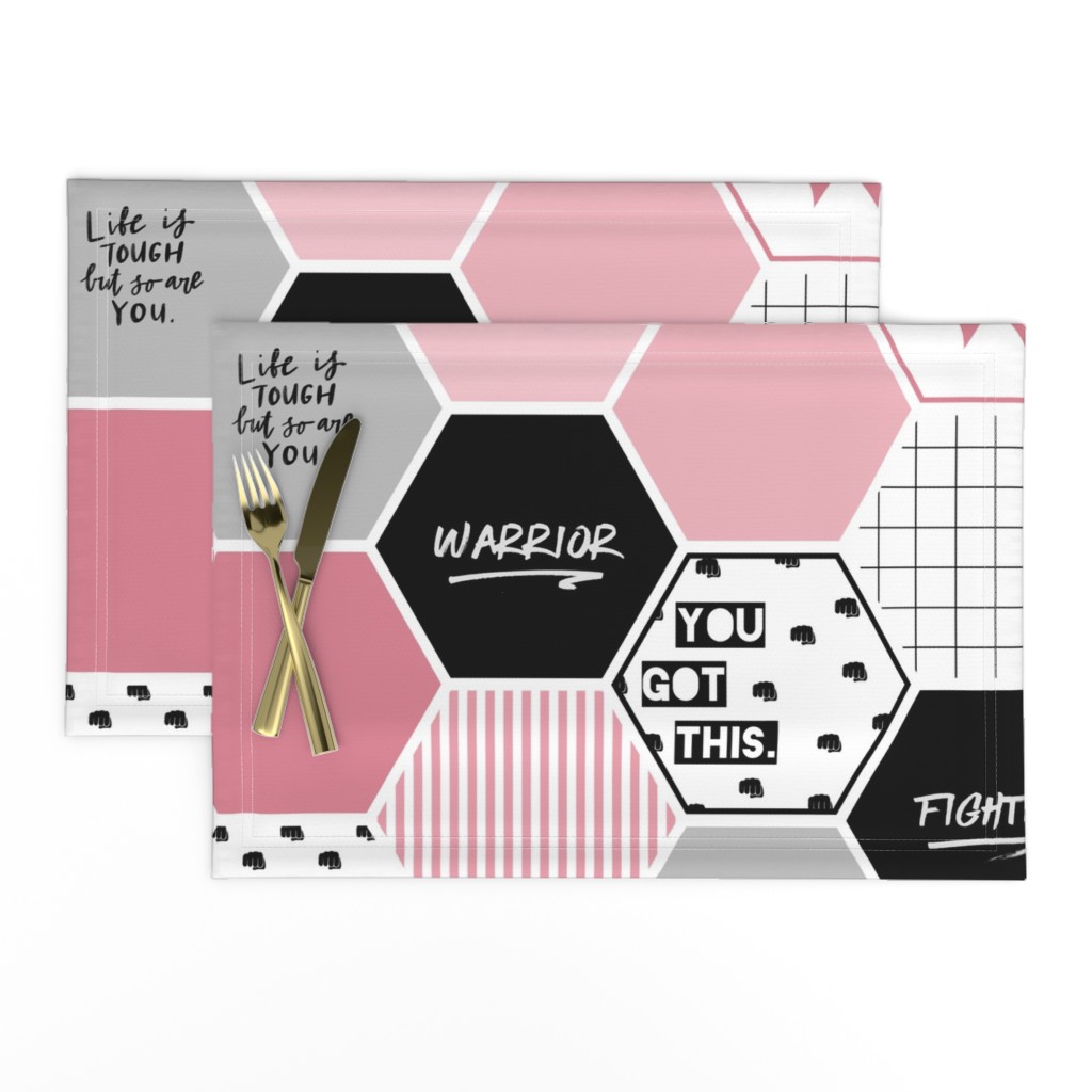 Warrior: Breast Cancer (hexagon cheater quilt wholecloth)