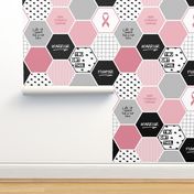 Warrior: Breast Cancer (hexagon cheater quilt wholecloth)