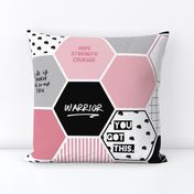 Warrior: Breast Cancer (hexagon cheater quilt wholecloth)