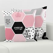 Warrior: Breast Cancer (hexagon cheater quilt wholecloth)