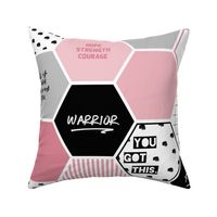 Warrior: Breast Cancer (hexagon cheater quilt wholecloth)