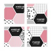 Warrior: Breast Cancer (hexagon cheater quilt wholecloth)