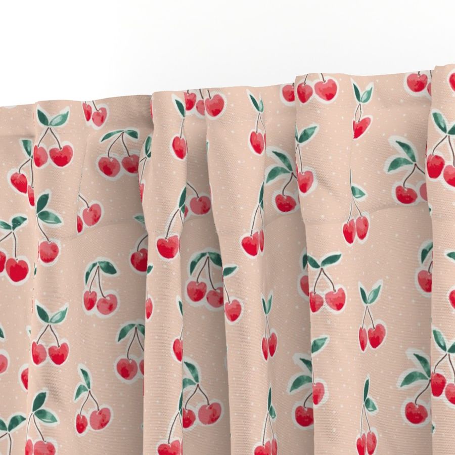 Small // Red cherries on Pastel Rose Tan