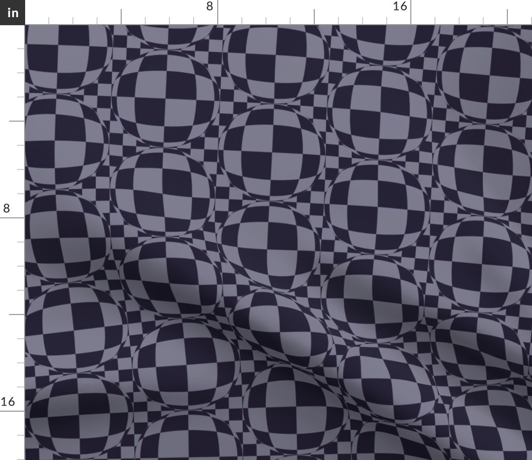 JP16 - Medium  - Bubbly Op Art   Checks in Dusty Purple and Lavender