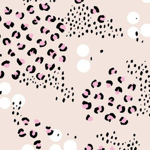 Spring summer panther print leopard spots and dots minimal abstract Scandinavian boho style pattern pale nude pink