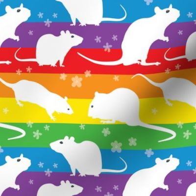 Rainbow white silhouette rats