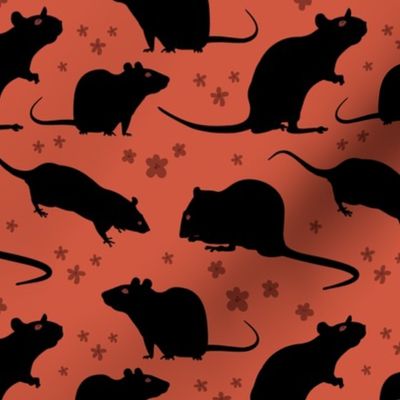 Black silhouette rats on 