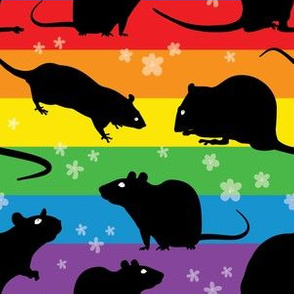 Rainbow black silhouette rats