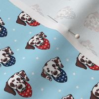 (small scale) Dalmatian (brown spots) - patriotic - blue with stars - C20BS
