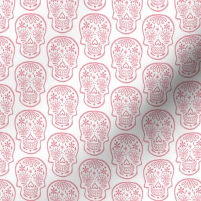 Sugar Skulls - Coral on White - Small