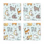 Cute special cats cartoon pattern