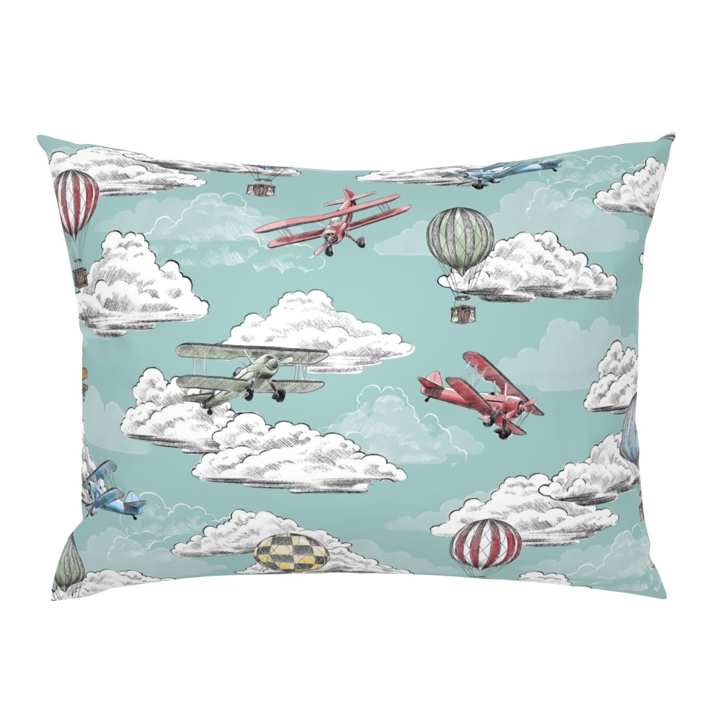 Joie de Flight - Airplane and Air Balloon Toile