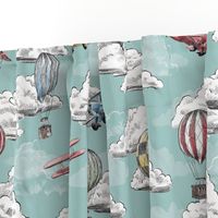 Joie de Flight - Airplane and Air Balloon Toile