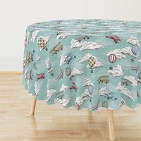 Joie de Flight - Airplane and Air Balloon Toile