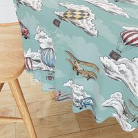 Joie de Flight - Airplane and Air Balloon Toile