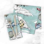 Joie de Flight - Airplane and Air Balloon Toile