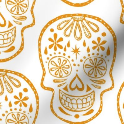 Sugar Skulls - Orange on White - Jumbo