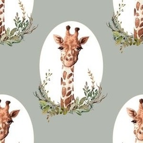 6" Giraffe inside Wreath Sage