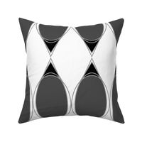 Modern Harlequin Ogee Simple -- Black White Slate Grey Minimalist Design -- Large Scale -- Wallpaper, Home Decor