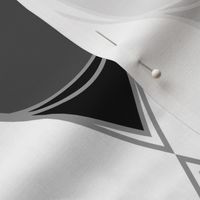 Modern Harlequin Ogee Simple -- Black White Slate Grey Minimalist Design -- Large Scale -- Wallpaper, Home Decor