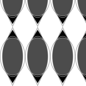 Modern Harlequin Ogee Simple -- Black White Slate Grey Minimalist Design -- Large Scale -- Wallpaper, Home Decor