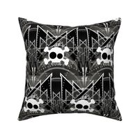 Great Gatsby Goth -- Art Deco Skulls in Gothic Limelight -- Black, Slate Gray, Silver, and White