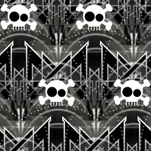 Great Gatsby Goth -- Art Deco Skulls in Gothic Limelight -- Black, Slate Gray, Silver, and White