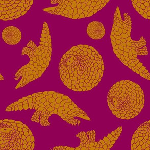 Pangolins in Desert Orange & Purple