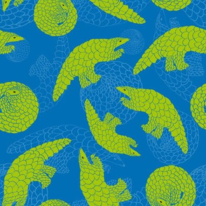 Pangolins in Lime & Sea Blue