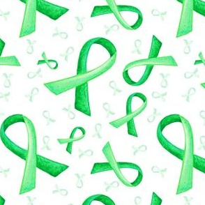 Painted green ribbon on white