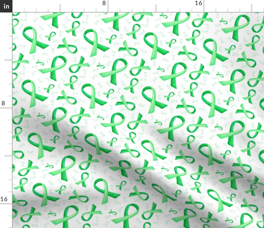 Painted green ribbon on white