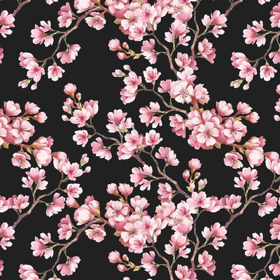 Cherry Blossoms Fabric, Wallpaper and Home Decor