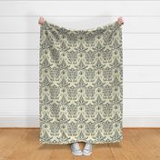 Runner Ducks damask - grey and cream