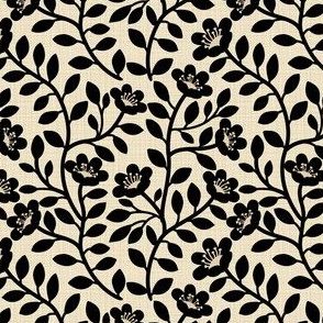 VINES AND FLOWERS TWO COLOR BLACK AND IVORY FLORAL-01