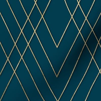 GOLD DECO ON TEAL, LARGE SCALE