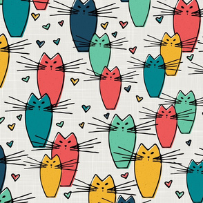 cats - baghira cat classic blue - hand-drawn cats - cats fabric