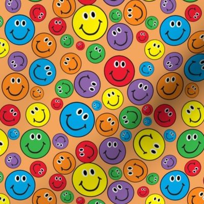 6" Rainbow Smiley Faces Pattern Orange