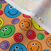 6" Rainbow Smiley Faces Pattern Orange