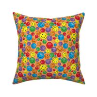 6" Rainbow Smiley Faces Pattern Orange